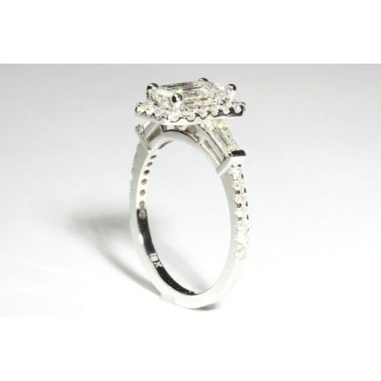Micro-Pave Halo & Tapered baguette Engagement Ring