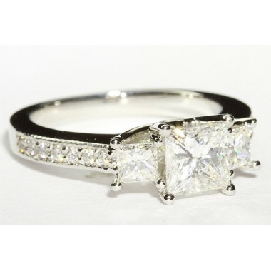36381000 Designer "U" Shank Three Stone Engagement Ring