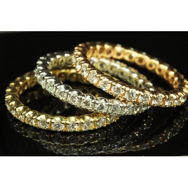 Stack-able Eternity Diamond Rings Rose/White/Yellow Gold 3ctw