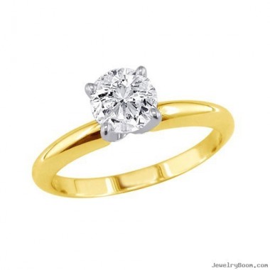 3/4 carat Natural Round Diamond Classic Solitaire Engagement Ring 14K Yellow Gold White Near Colorless SI Ideal Cut Quality