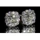 Cushion Cut Halo Diamond Stud Earrings 14K White Gold Screwbacks
