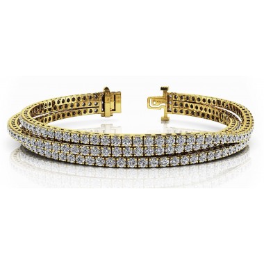 5.50 ct Three Row Flexible Diamond Bracelet set with Round Brilliant Cut / 14K solid White or Yellow Gold