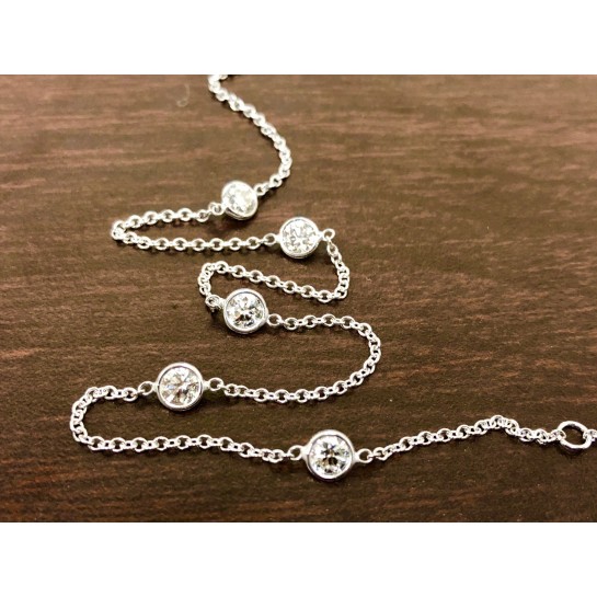 Diamonds By The Yard Necklace w/ .40's each 2.80 ctw 14K White Gold