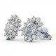 1.85 Carat Oval & Floral Halo Stud Earrings 18K White Gold