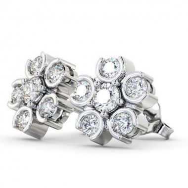 Diamond Half Bezel & Prong Set Cluster Designer Earrings
