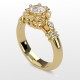 Yellow Gold Crown Halo Engagement Ring