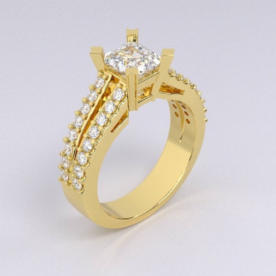 Split Shank Yellow Gold Diamond Engagement Ring