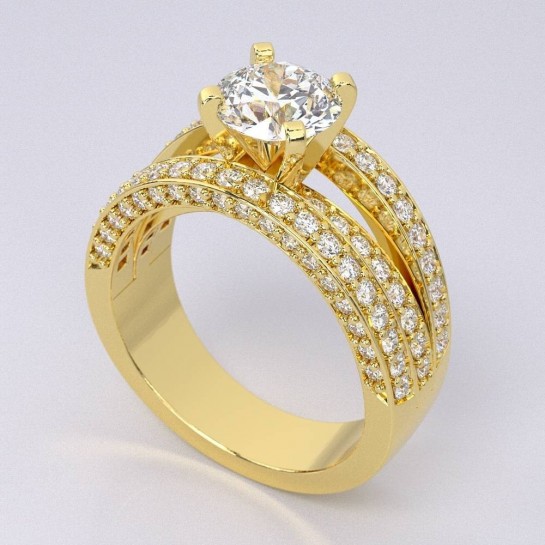 .85 ct Split Shank Yellow Gold Diamond Engagement Ring Semi Mount