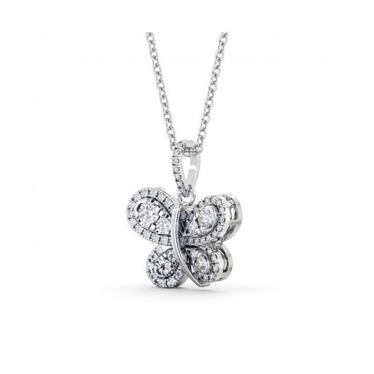 1/2 Carat Diamond Butterfly Pendant and 16" Cable Chain