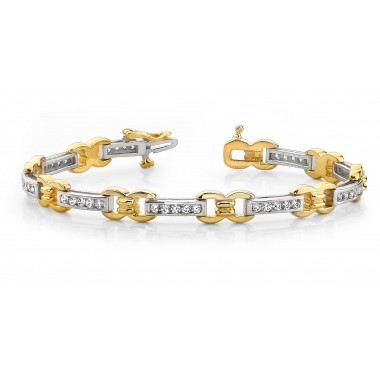 5.75 Carat Two Tone CLASSIC DIAMOND MICRO PAVE SET Tennis Bracelet 14K Gold