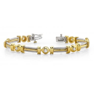1.00 Carat Designer Rope Round Diamond Bracelet Round DIAMOND Bracelet 14K Two Tone Gold