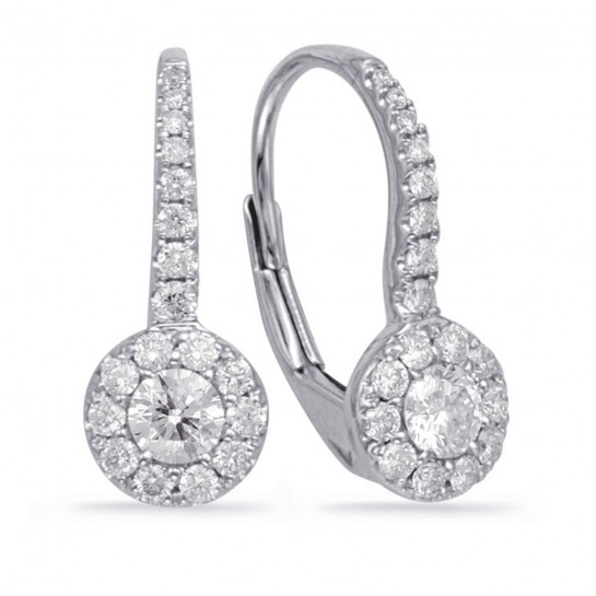 0.50 ct Diamond Halo Earrings 14K White Gold