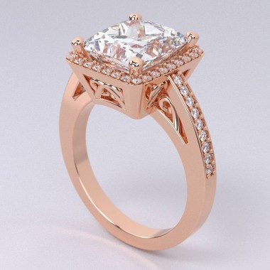 main 3.25ct Princess Cut Halo Engagement Ring Royal Collection 8MM+ Center