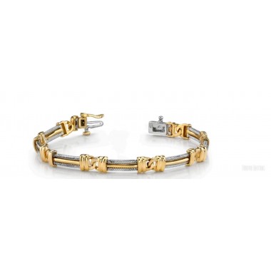 1.00 Carat Designer Rope Round Diamond Bracelet Round DIAMOND Bracelet 14K Two Tone Gold