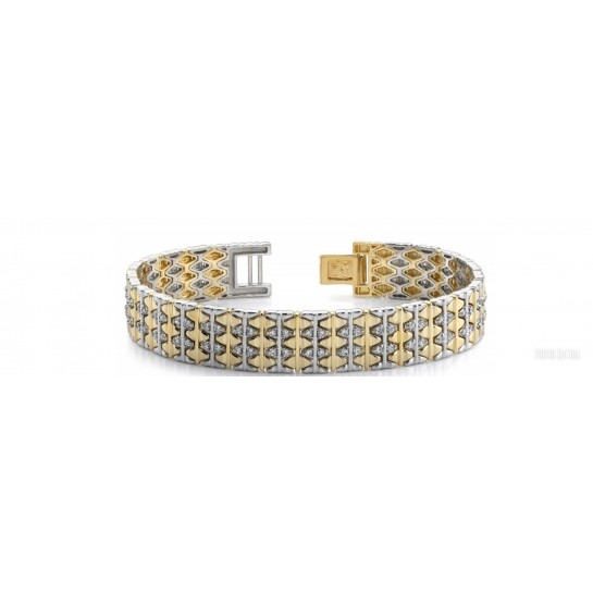 2.70 Carat Round Cut Diamond Link Bracelet 14K Two-Tone Gold 58g