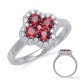 1.00 ctw. WHITE GOLD NATURAL QUALITY RUBY & WHITE DIAMOND RING 25 Stones 12MM