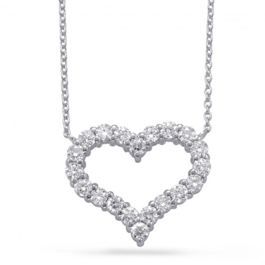1.00 CT HEART PENDANT NECKLACE 20 Round Diamonds G VS SI- 16" Cable Chain-Width 20mm- Height 17MM