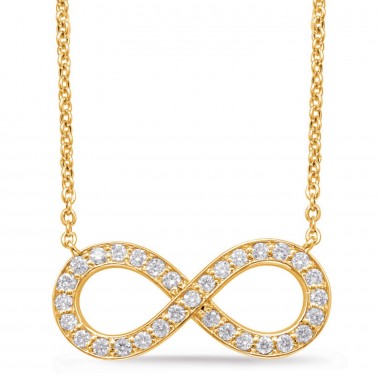 .70 Carat Infinity Love Diamond Encrusted Necklace & 16 Inch Chain 14K Yellow Gold- 27MM