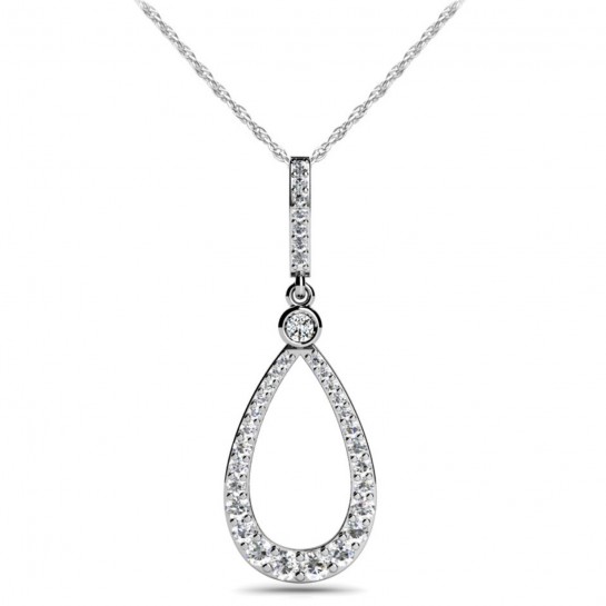 0.75 ct Diamond Hanging Pendant & 16" Inch Cable Chain