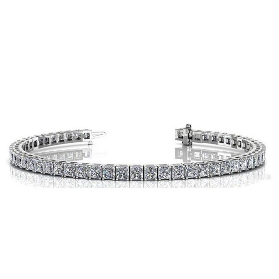 4.00 ctw Diamond Tennis Bracelet with Princess Cut Natural Diamonds G SI and 7" Inches Long