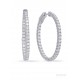 2.00 CTW Diamond Hoop Earrings Oval Shape 2MM wide HI SI Ideal Quality 14K White Gold