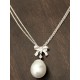 0.50 ct Diamond & Pearl Pendant Necklace & Double 18" Inch Cable Chain in Rose Gold